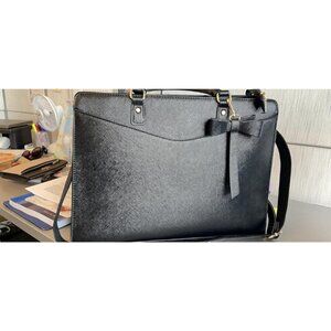 Laptop Bags for Women 15.6 inch PU Leather Large Work Waterproof Tote Bag-Black
